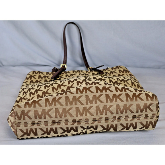 Michael Kors Tote Bag Womens Large MK Monogram Canvas Shoulder Purse Handbag - Picture 6 of 16